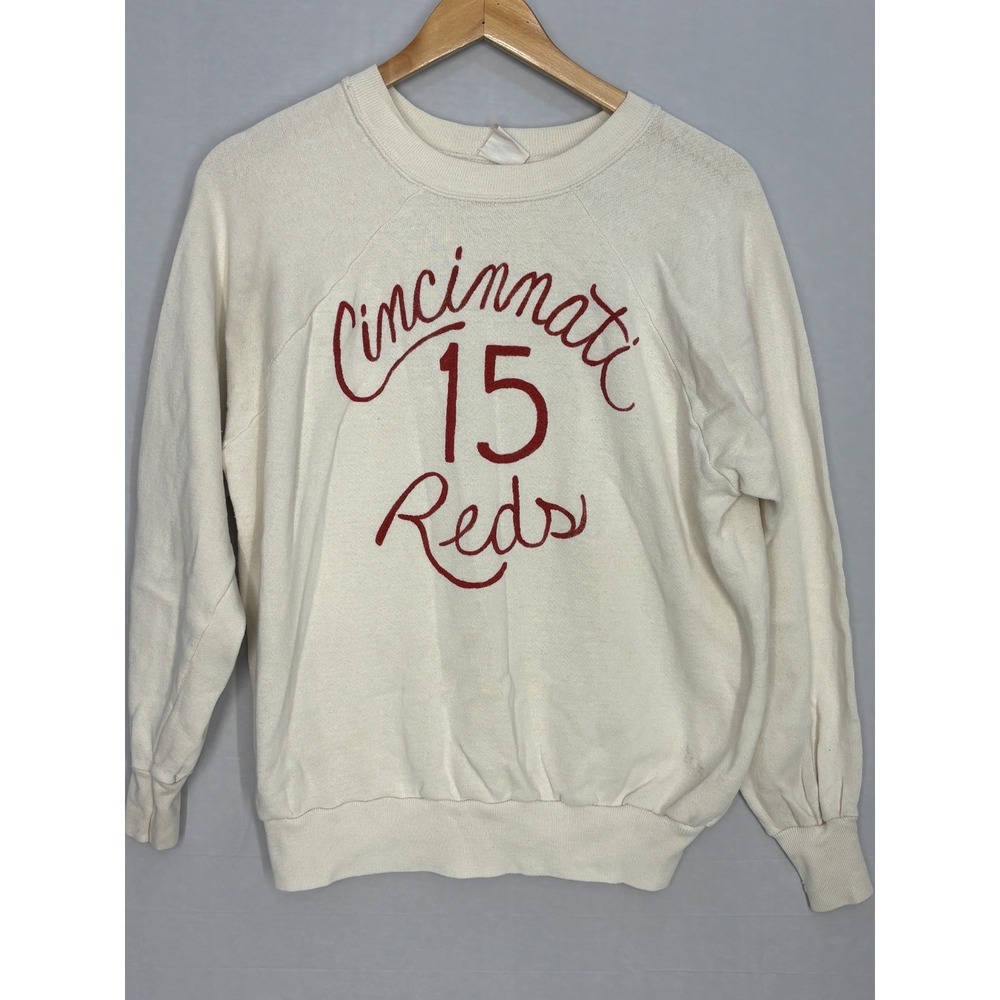 Cincinnati Reds Sweatshirt Mens Ivory Barry Larkin CrewNeck XL Vintage Home Brew